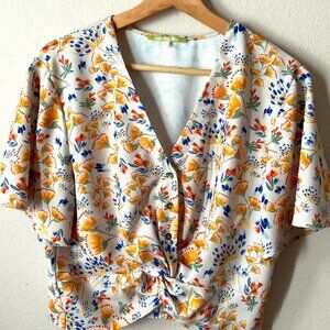 Gianni Bin| Colorful Floral Crop Top